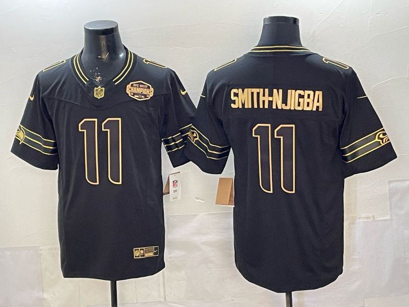 Men 2026 Seattle Seahawks #11 Smith-Hjigba Black gold 3th generations Nike Limited NFL Jersey style 003